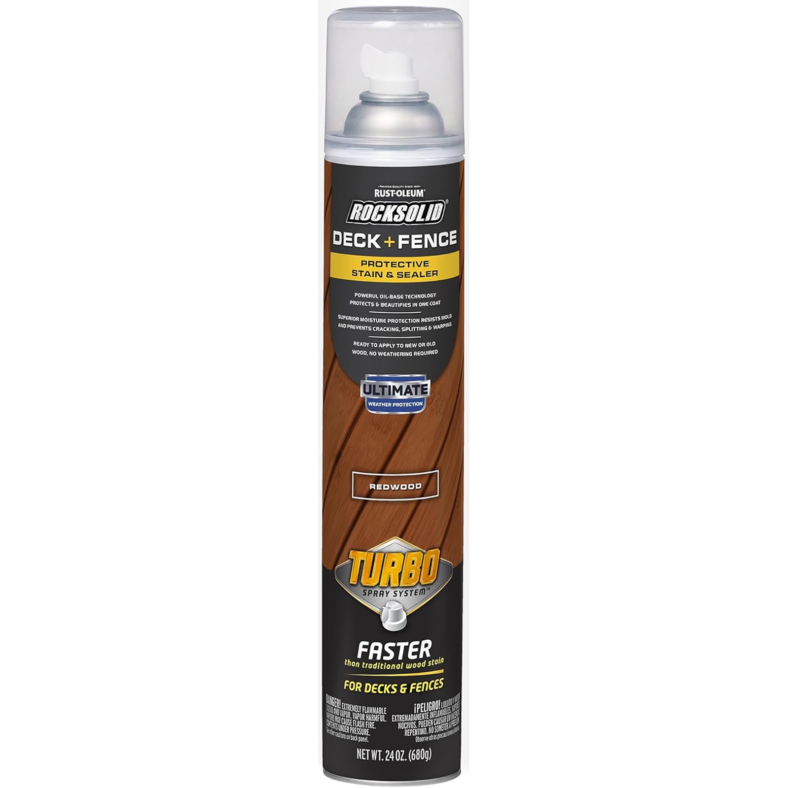 RockSolid Deck+Fence Protective Stain & Sealer Redwood | 24 oz Aerosol
