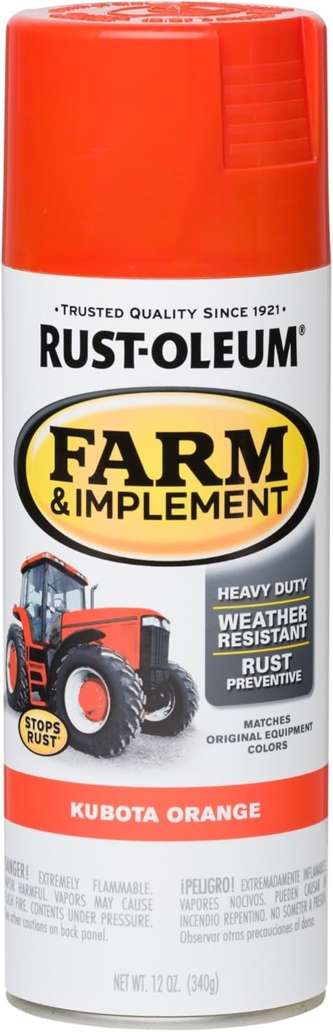 Rust-Oleum 303472 Farm & Implement Spray Paint, 12 Oz, Husqvarna Orange, (Pack o