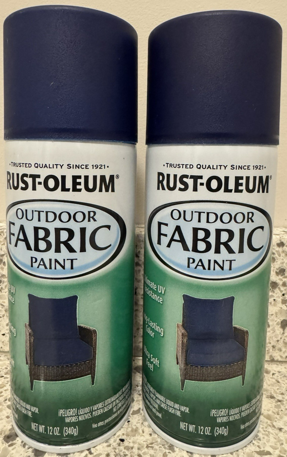 2 12-ounce cans Rust-Oleum Outdoor Fabric Spray Paint – Navy Blue – NEW