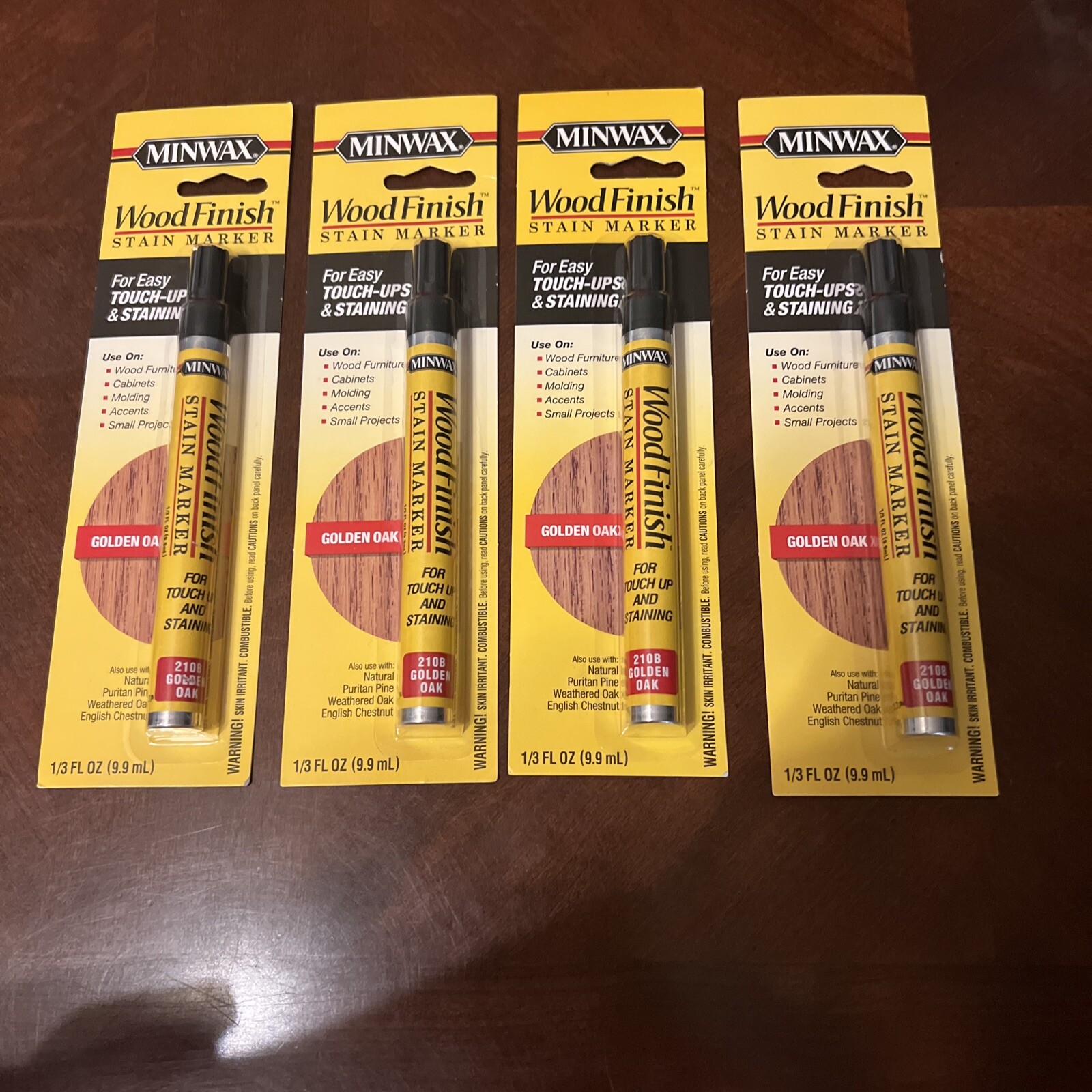 Pk 4 MINWAX 1/3 OZ GOLDEN OAK COLORED LIQUID STAIN MARKER Pen