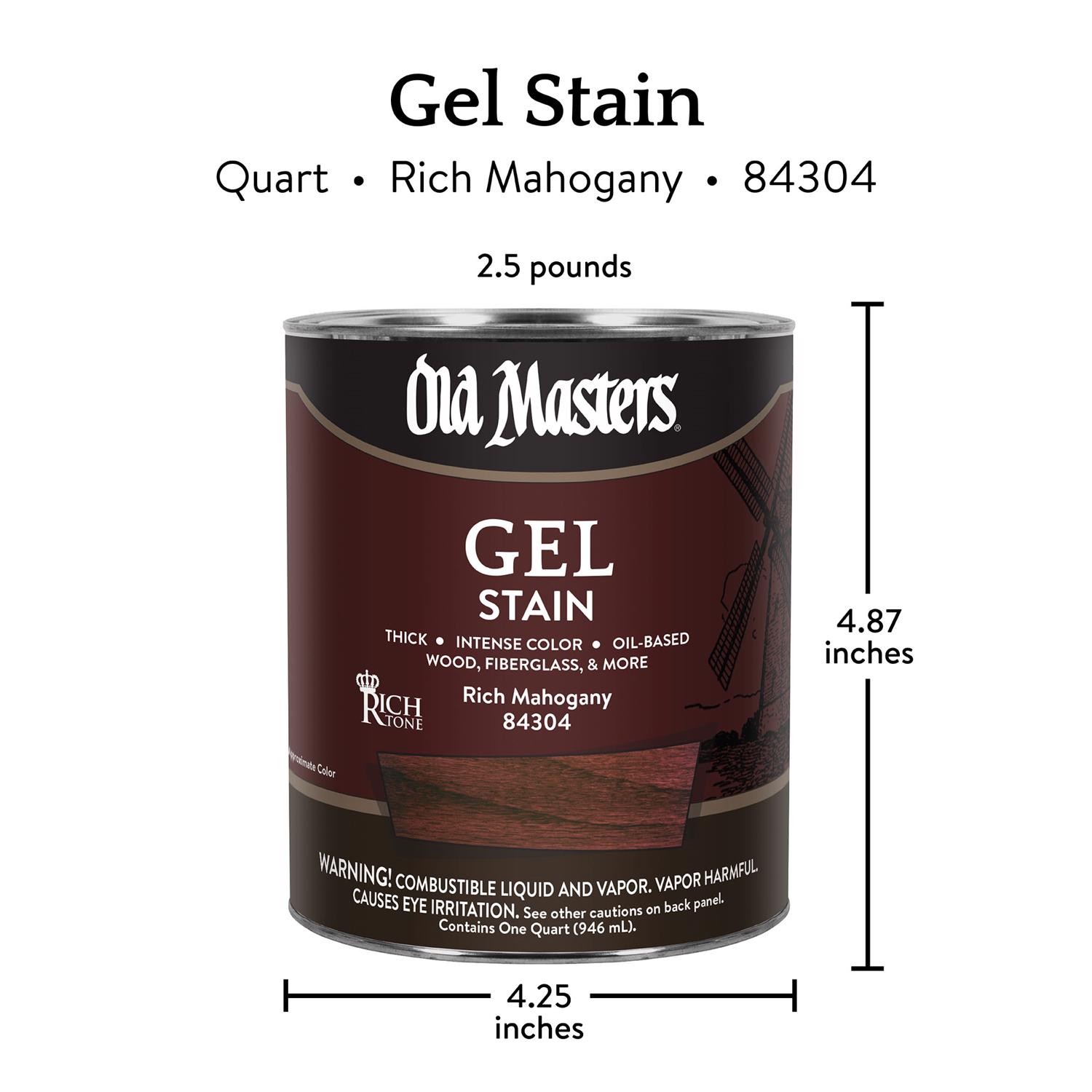 Old Masters 84304 Interior and Exterior Mahogany Gel Stain 1 qt.