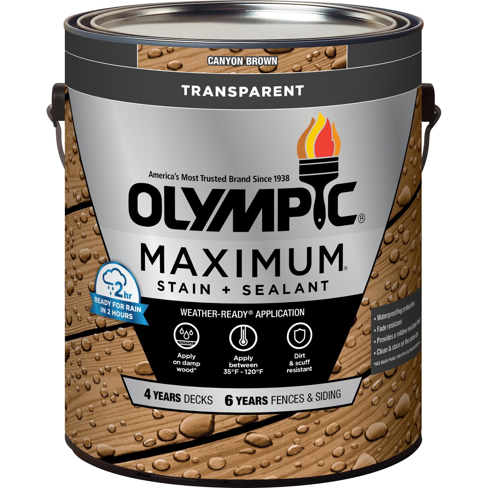 Olympic Maximum 1 Gal. Canyon Brown Transparent Exterior Stain And Sealer In