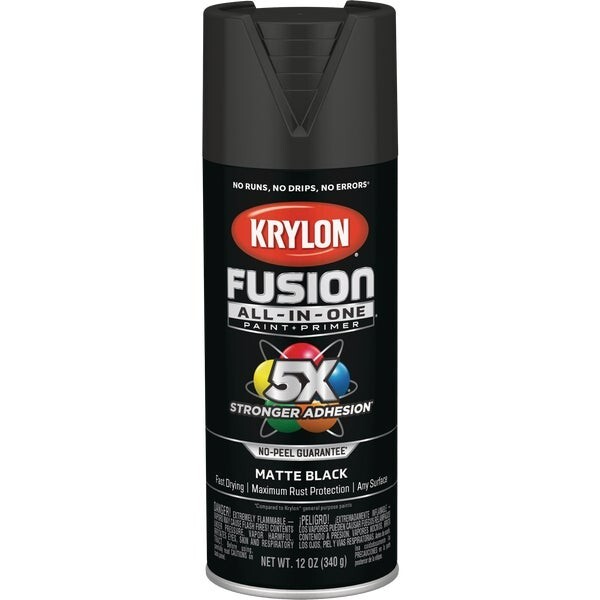 12-Krylon Fusion All-In-One Matte Spray Paint & Primer, Black Model: K02754007