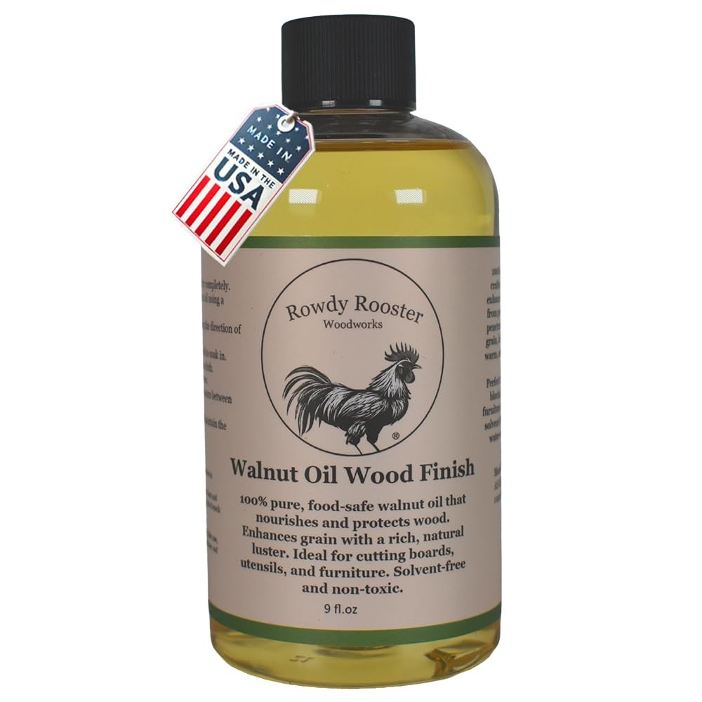 Refined Walnut Oil for Wooden Kitchen Items and More – Premium 9 Fl.Oz, Amber