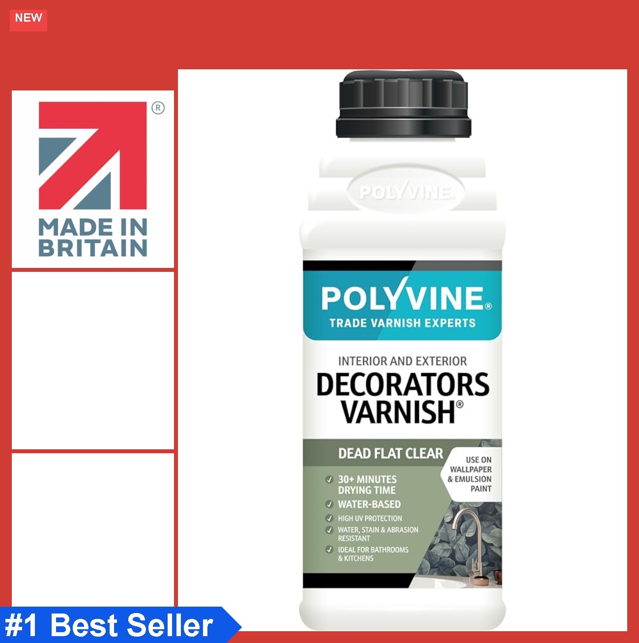 Dead Flat Varnish Pint 500ml Water Based Low Odor Quick Drying Interior Wood