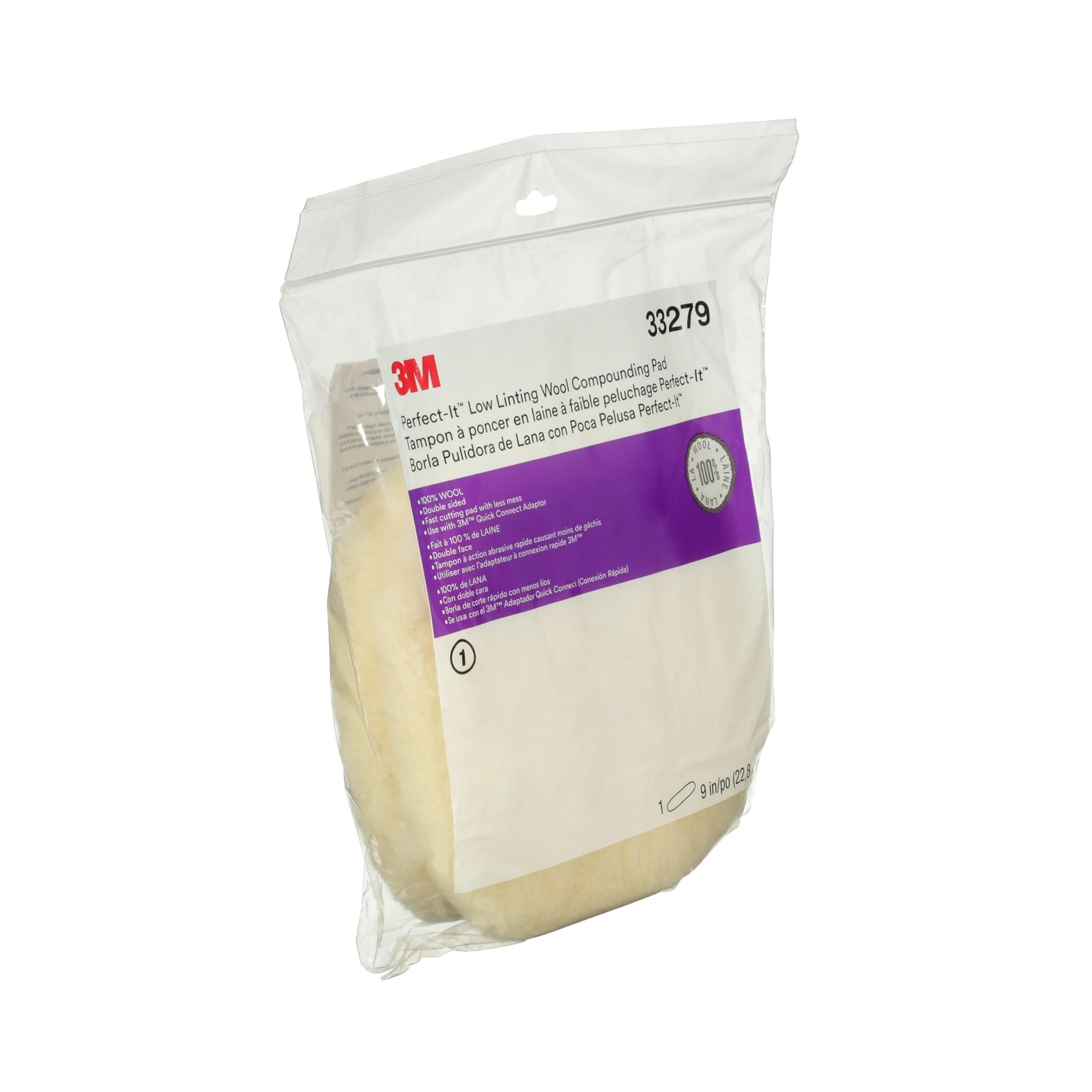 Perfect-It 3M Low Linting Wool Compounding Pad, 33279, 9 in