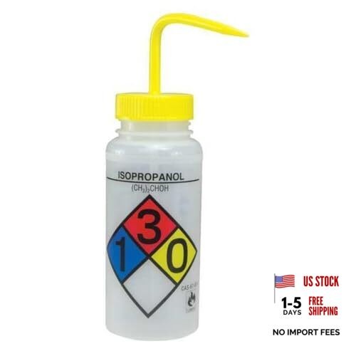 SP Bel-Art Safety-Labeled 4-Color Wide-Mouth Wash Bottles; 500mL Isopropanol