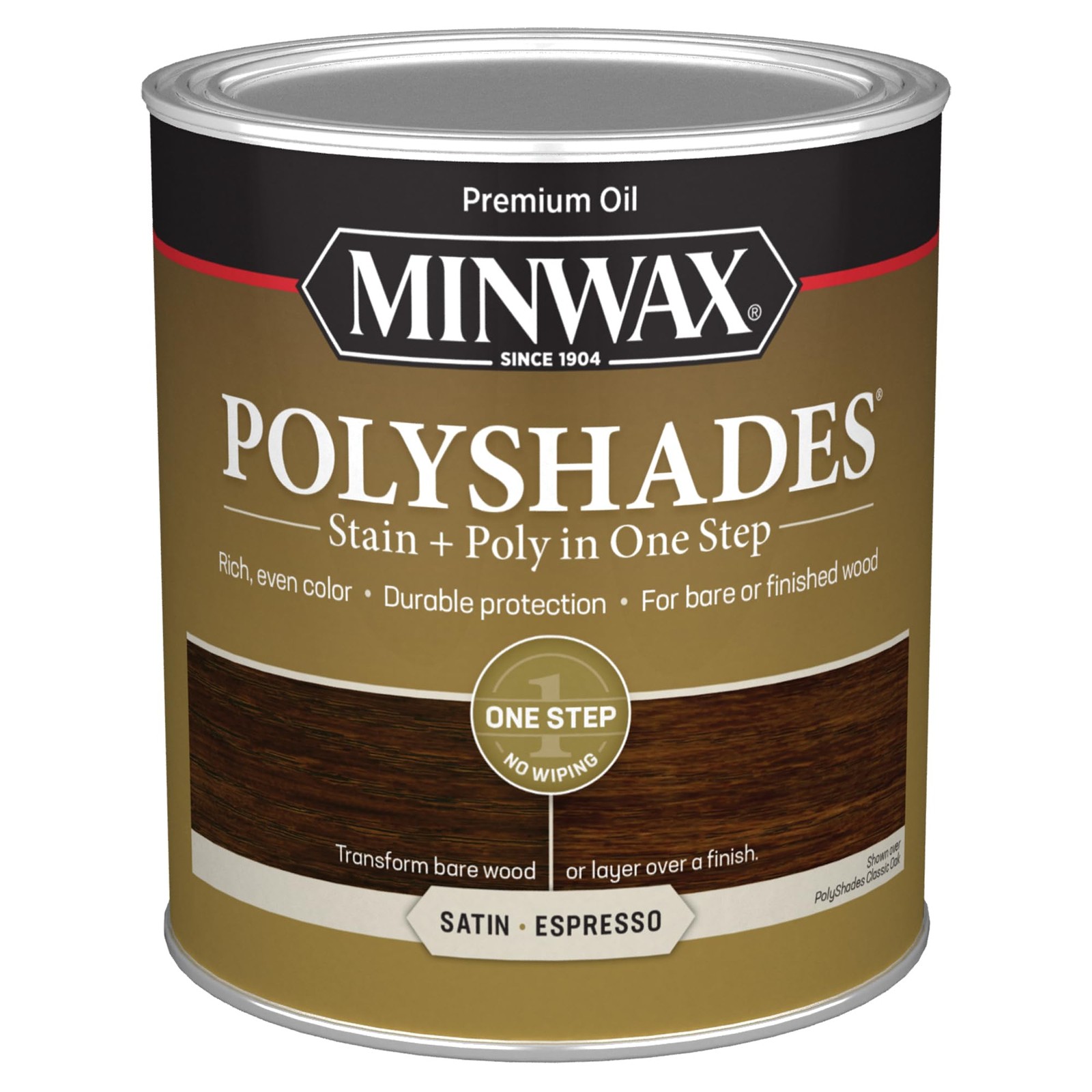 Minwax 613970444 PolyShades – Stain & Polyurethane in 1 1 Quart, Espresso