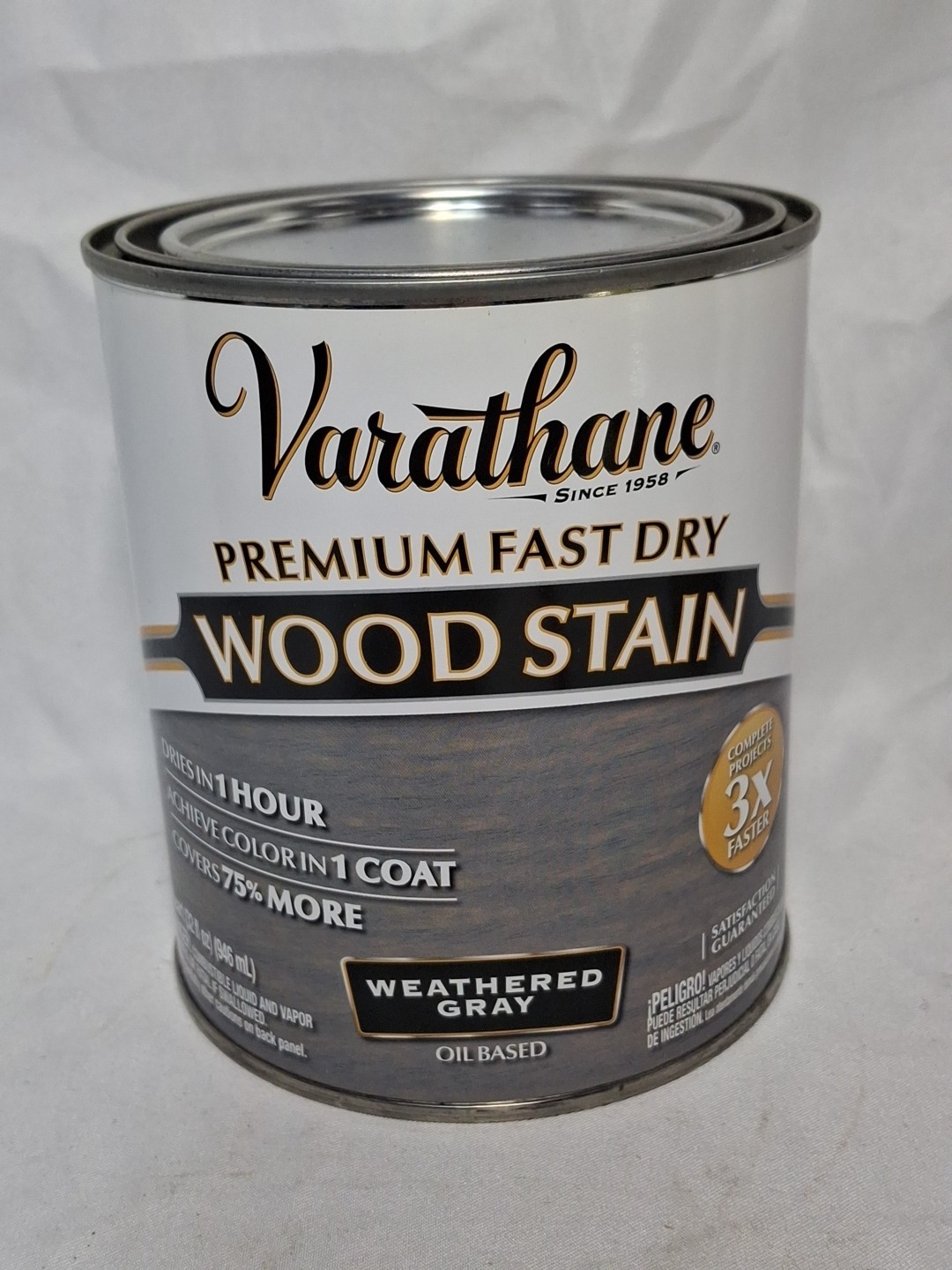 Varathane Fast Dry Wood Stain Quart Weathered Gray, One Coat Coverage