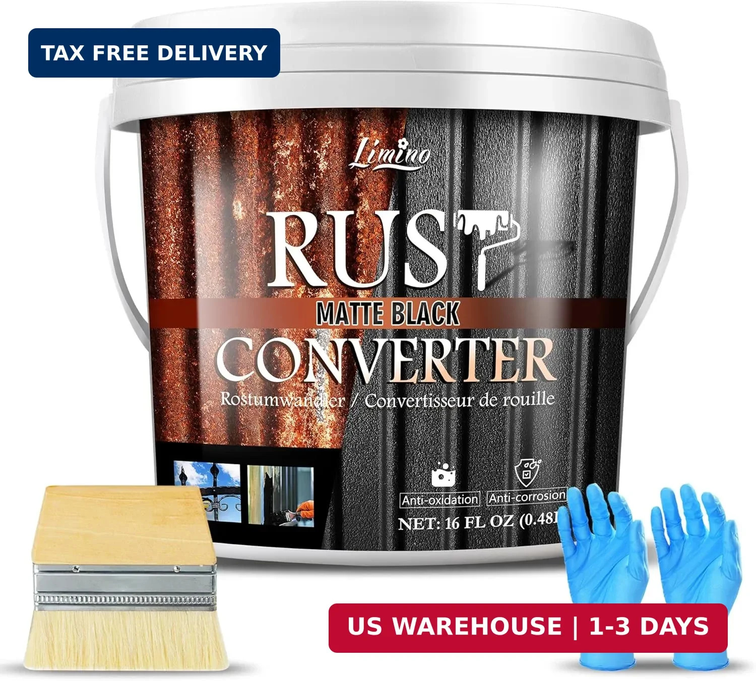 Rust Converter for Metal – Black Metal Primer and Rust Remover, Reformer & Encap