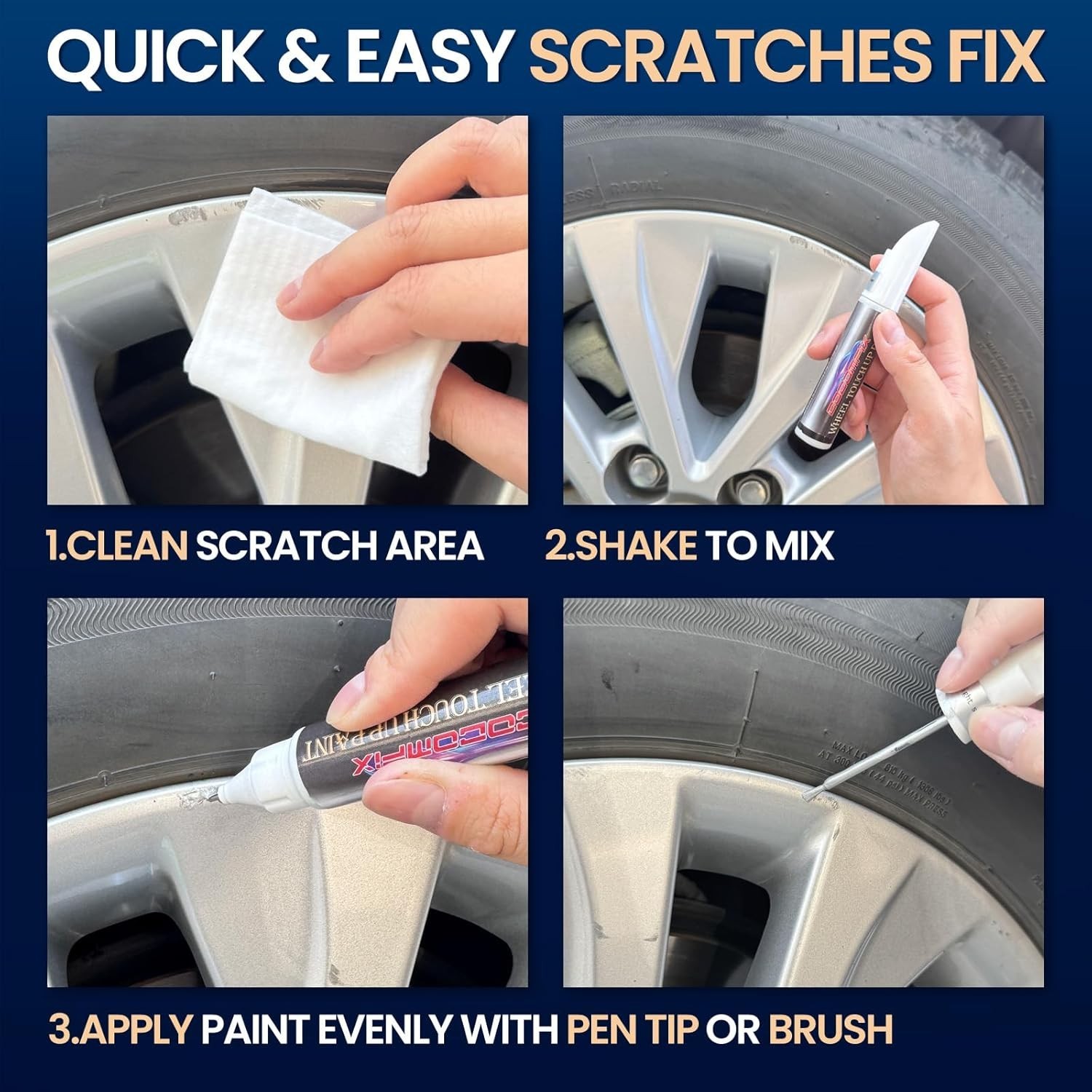 Restore Your Wheels with Glossy Silver Touch Up Paint – Easy Application 1 Fl Oz