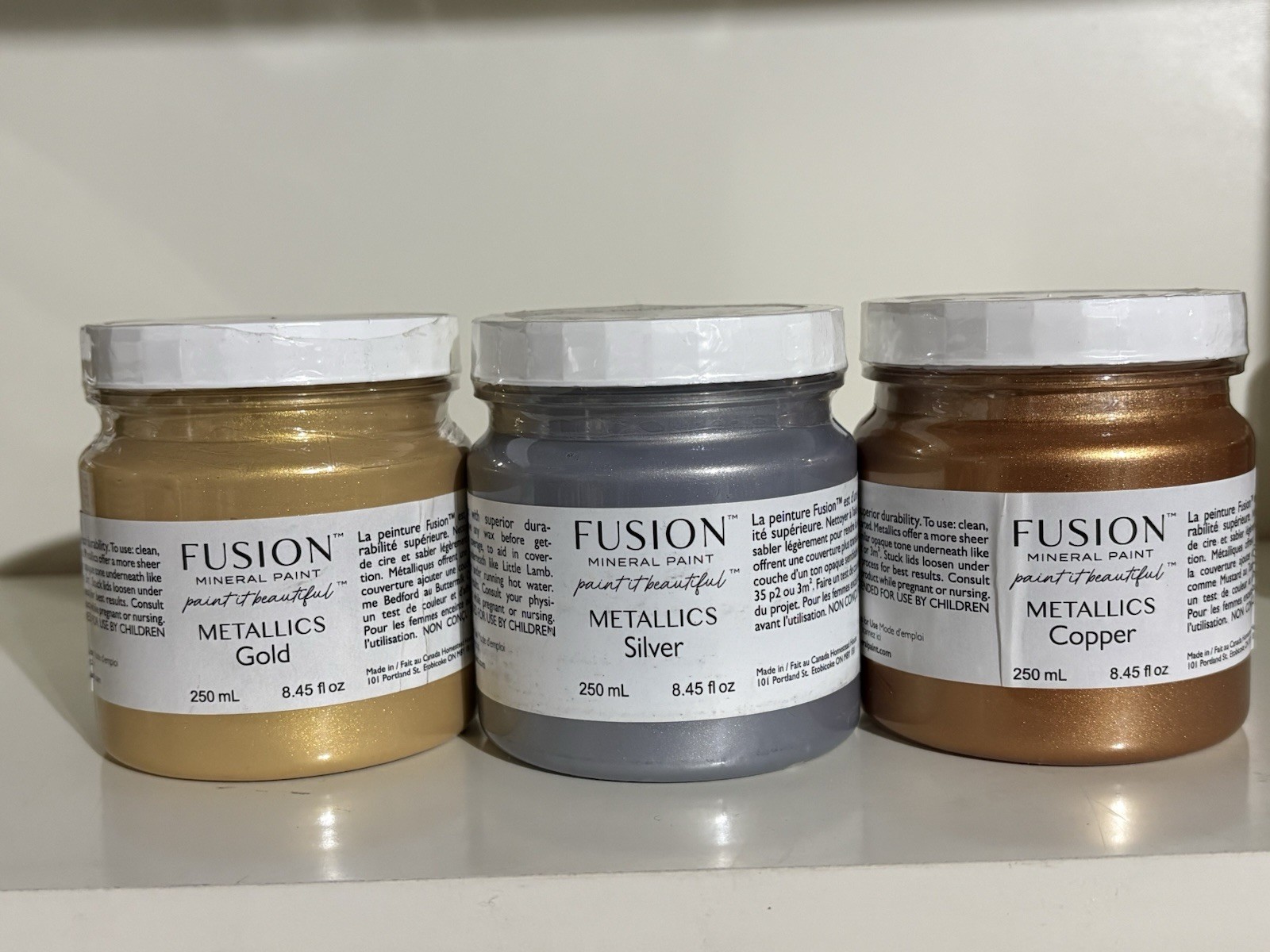 Fusion Mineral Paint 3 Pack of Metallic 1/2 Pints