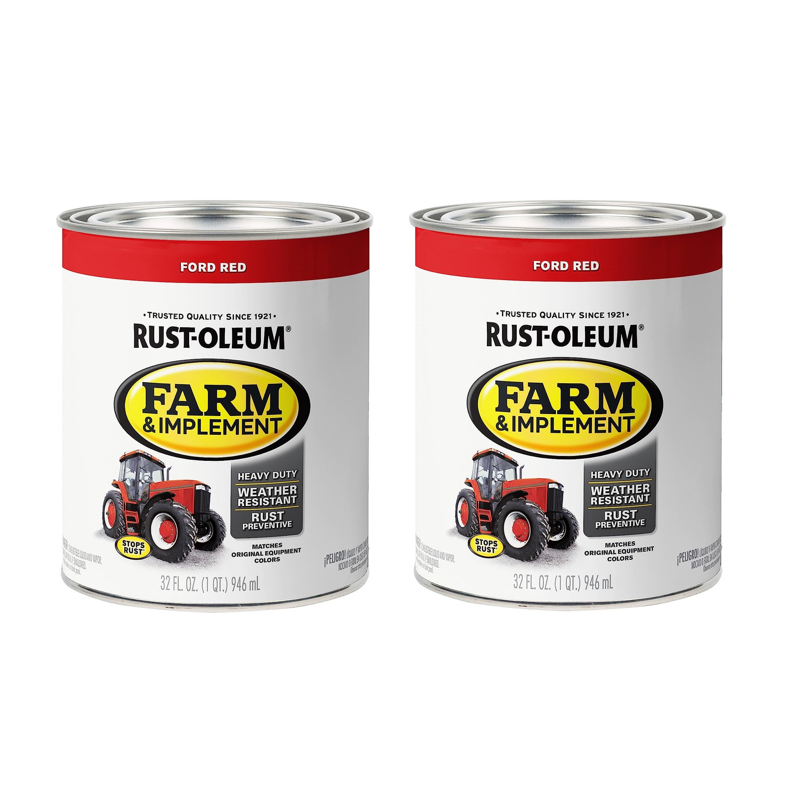 Rust Oleum Ford Red Paint Pack of 2 Quart Heavy Duty Farm Implement Coating