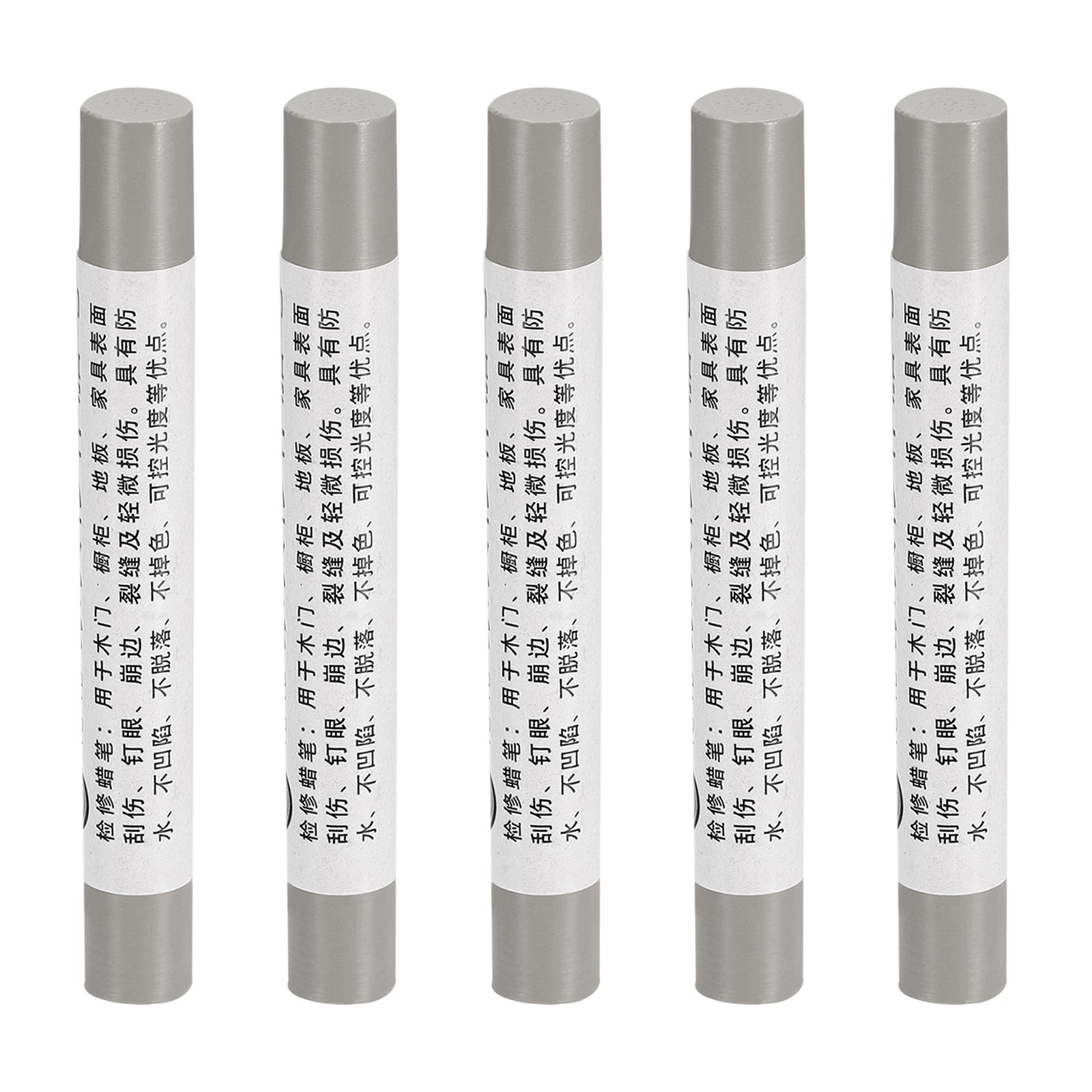 Furniture Repair Crayons Wax Filler Stick, 5Pcs Touch Up Pen Marker, Silver Gray