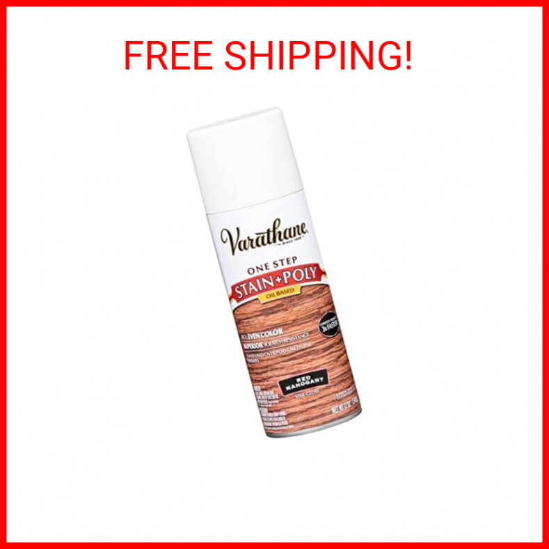 Varathane 243867 Wood Stain & Polyurethane Spray, 12 oz, Red Mahogany