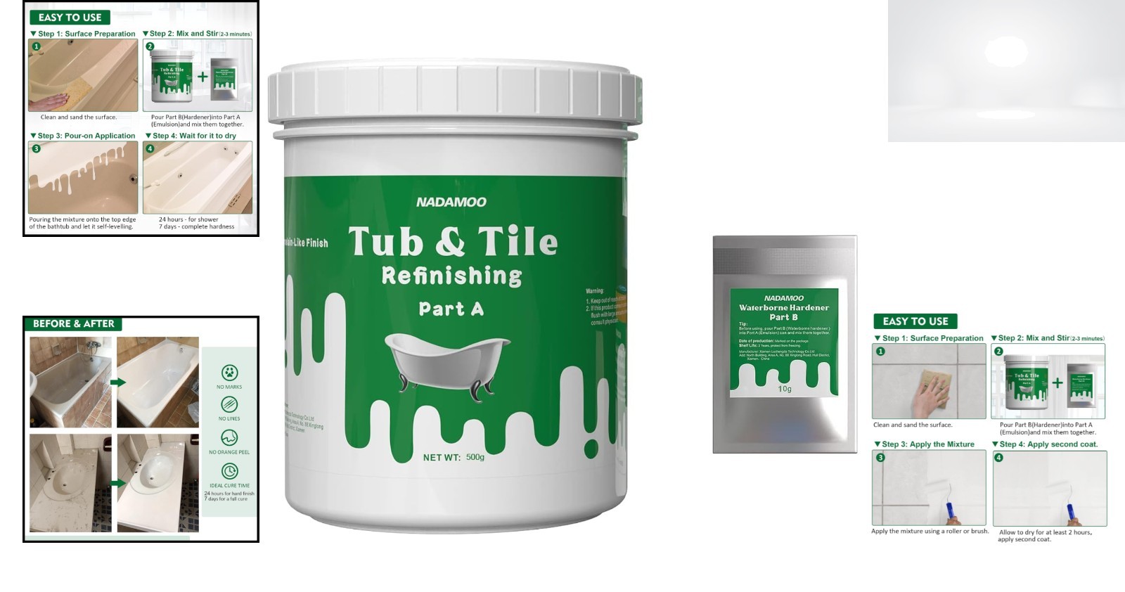 Tub and Tile Refinishing Kit White 17.5oz Enamel for Ceramic Porcelain Fiberg…