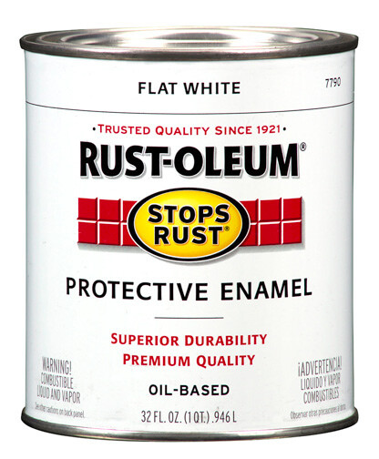 Rust-Oleum 7790-502 STOPS RUST Protective Enamel, Flat, White, 1 qt Can
