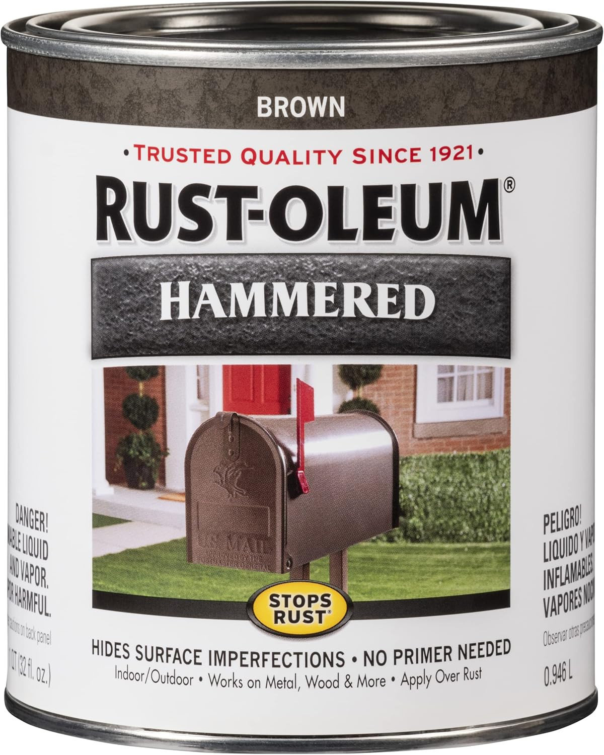 7213502 Stops Rust Hammered Finish Paint, Quart, Silver