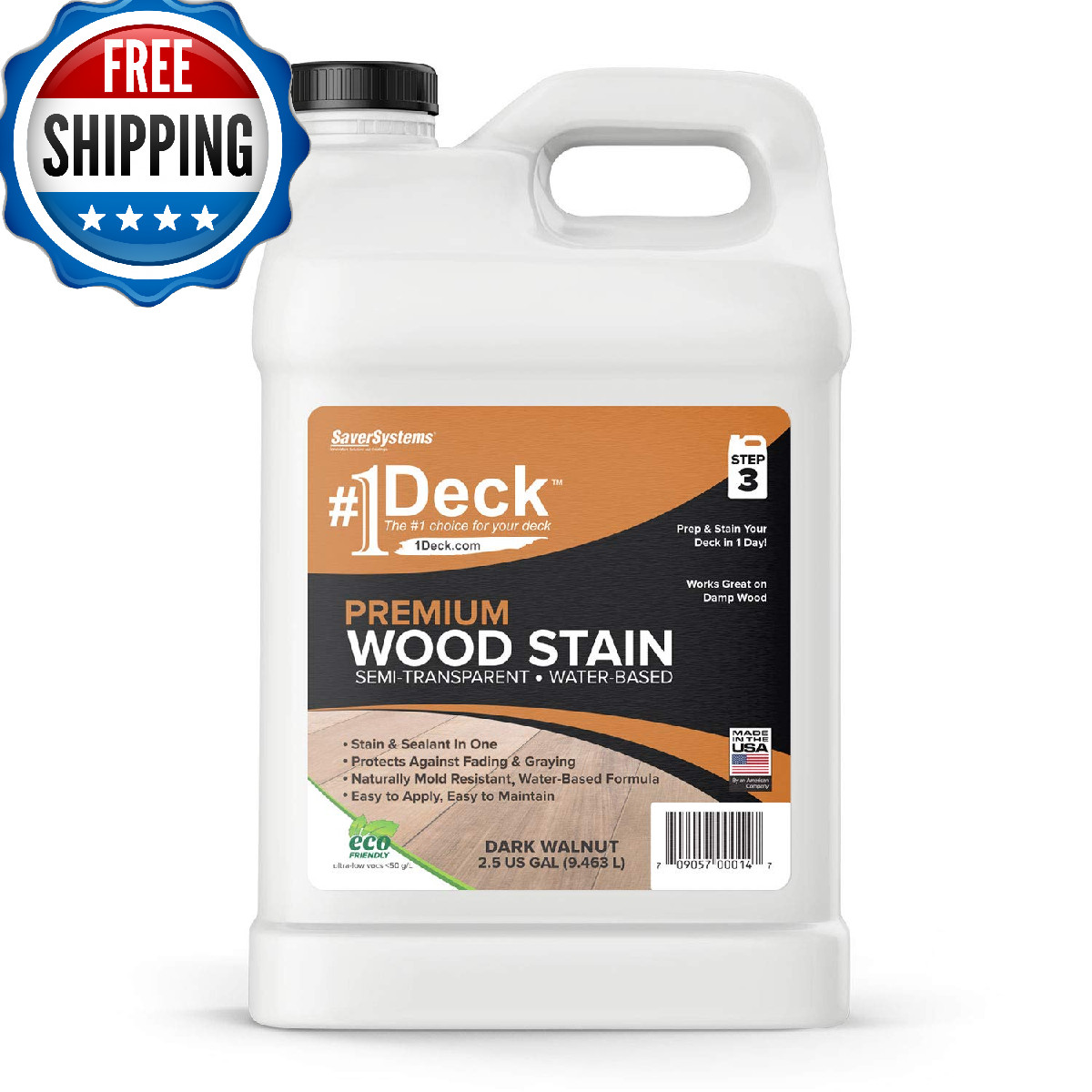Saversystems 1 Deck Premium Semi-Transparent Outdoor Wood Stain And Sealer In