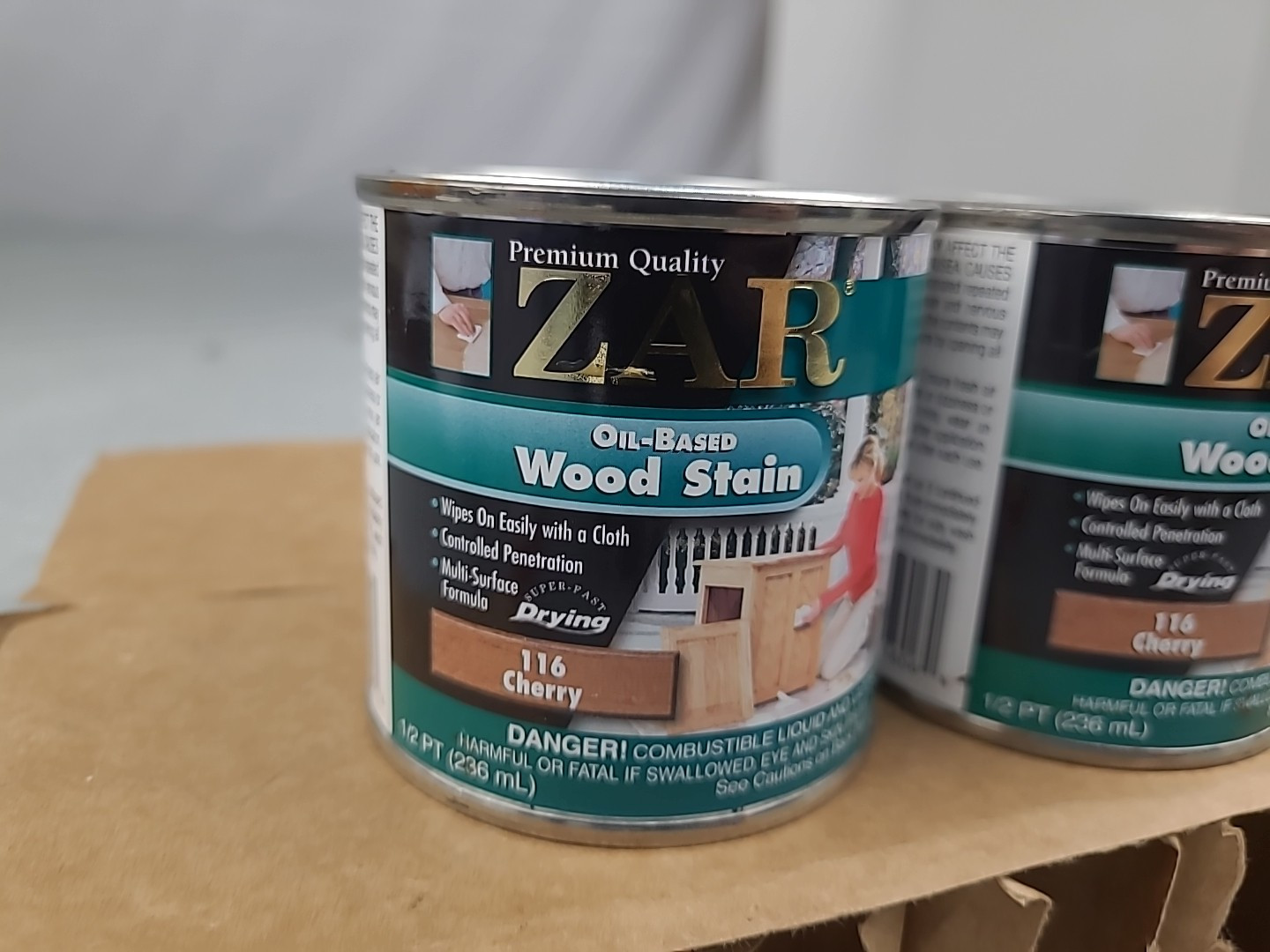 2x ZAR Wood Stain 116 Cherry 1/2 Pint