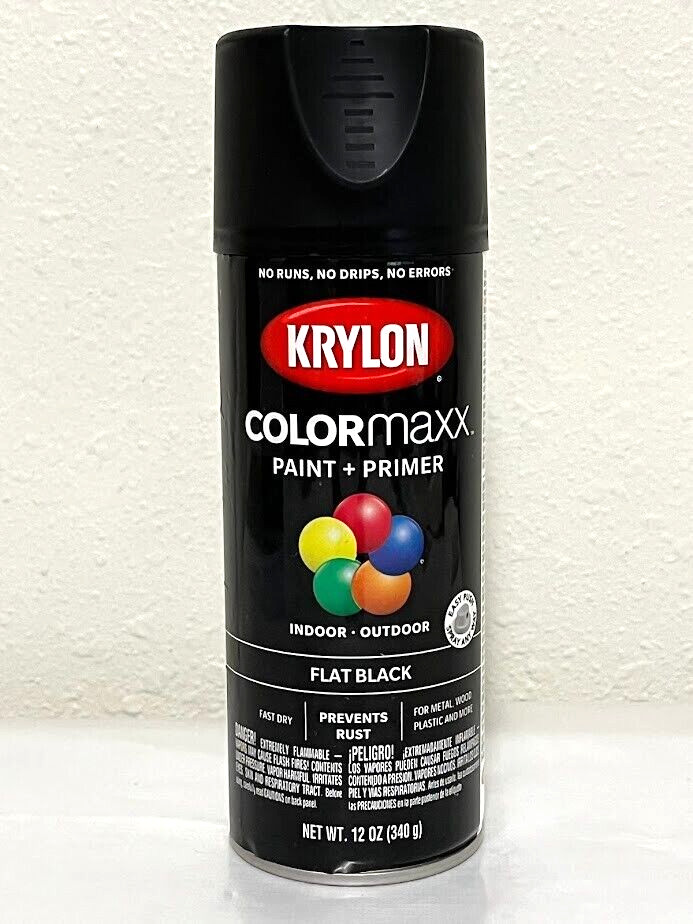 Krylon COLORmaxx ✨ Flat Black ✨ Spray Paint 12 oz Paint & Primer Fast Dry 5546