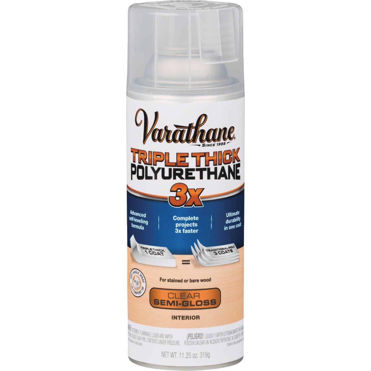 Varathane Triple Thick Semi-Gloss Clear Spray Polyurethane, 11.25 Oz. 318291