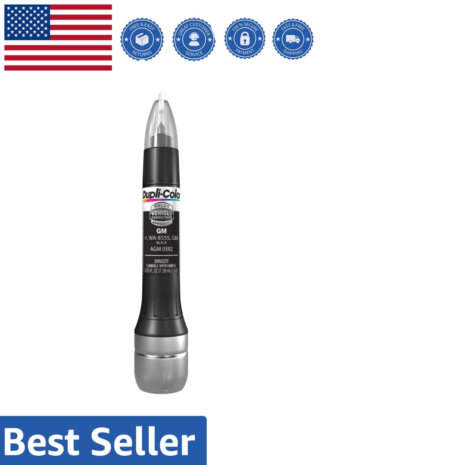 Ergonomic Black Touch-Up Paint Pen with Fade Resistant Formula – 0.25 Fl Oz