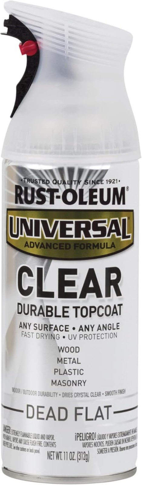 Universal All Surface Clear Topcoat Spray, 11 oz, Dead Flat Clear