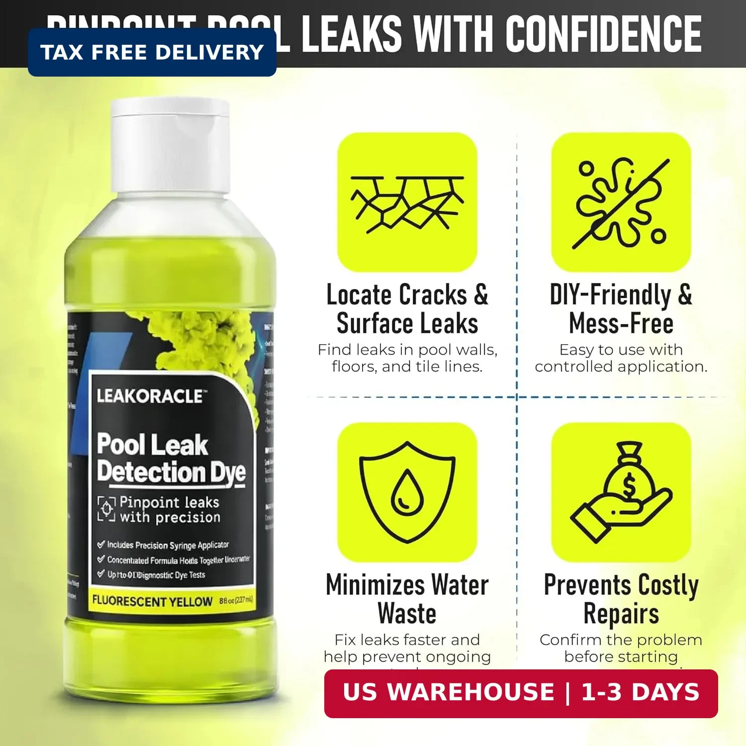 Pool Leak Detection Dye Kit Swimming Pool Liner Leak Detector Test Tool