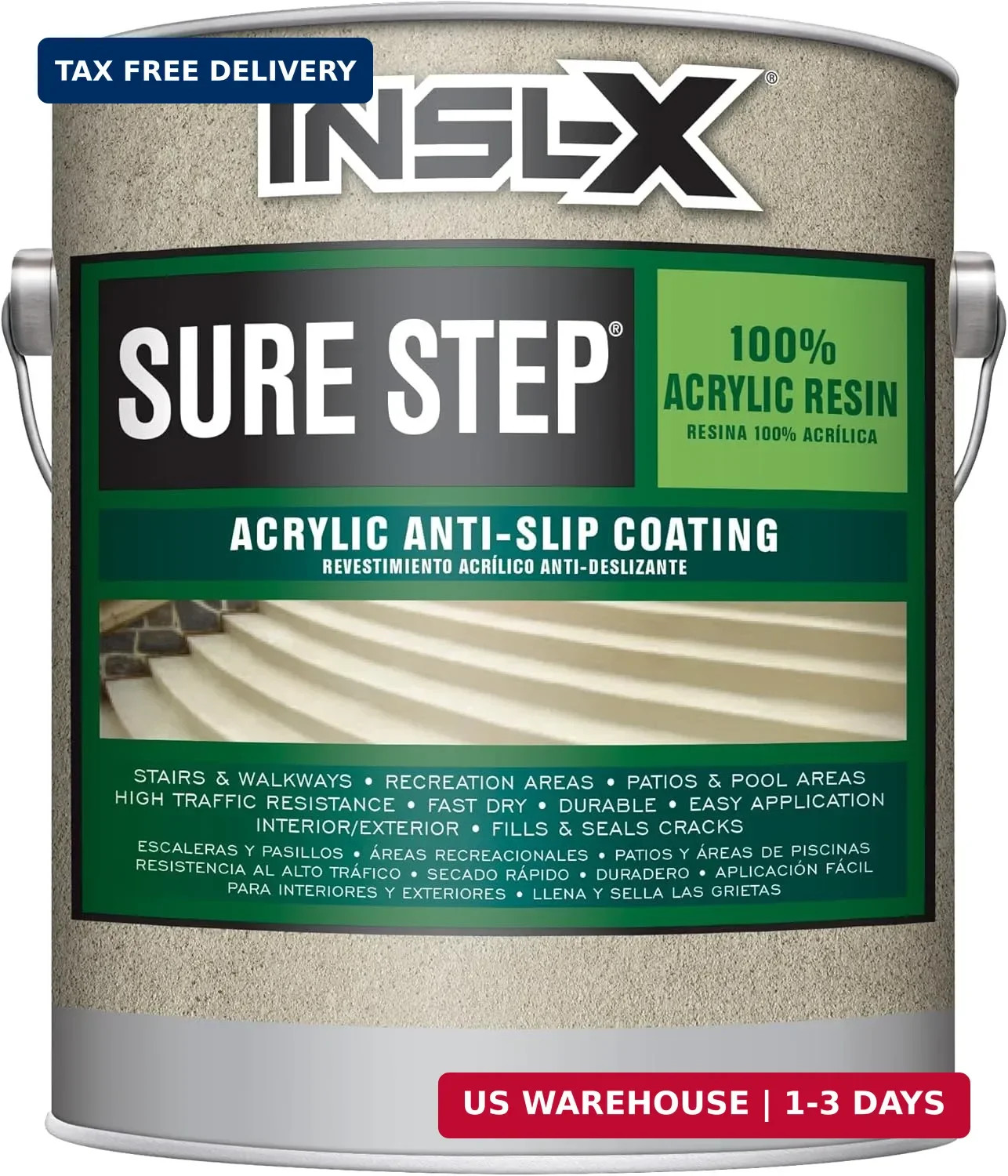 INSL-X Sure Step Acrylic Anti-Slip Paint, Welded Gray, 1 Gallon (Pack of 1)