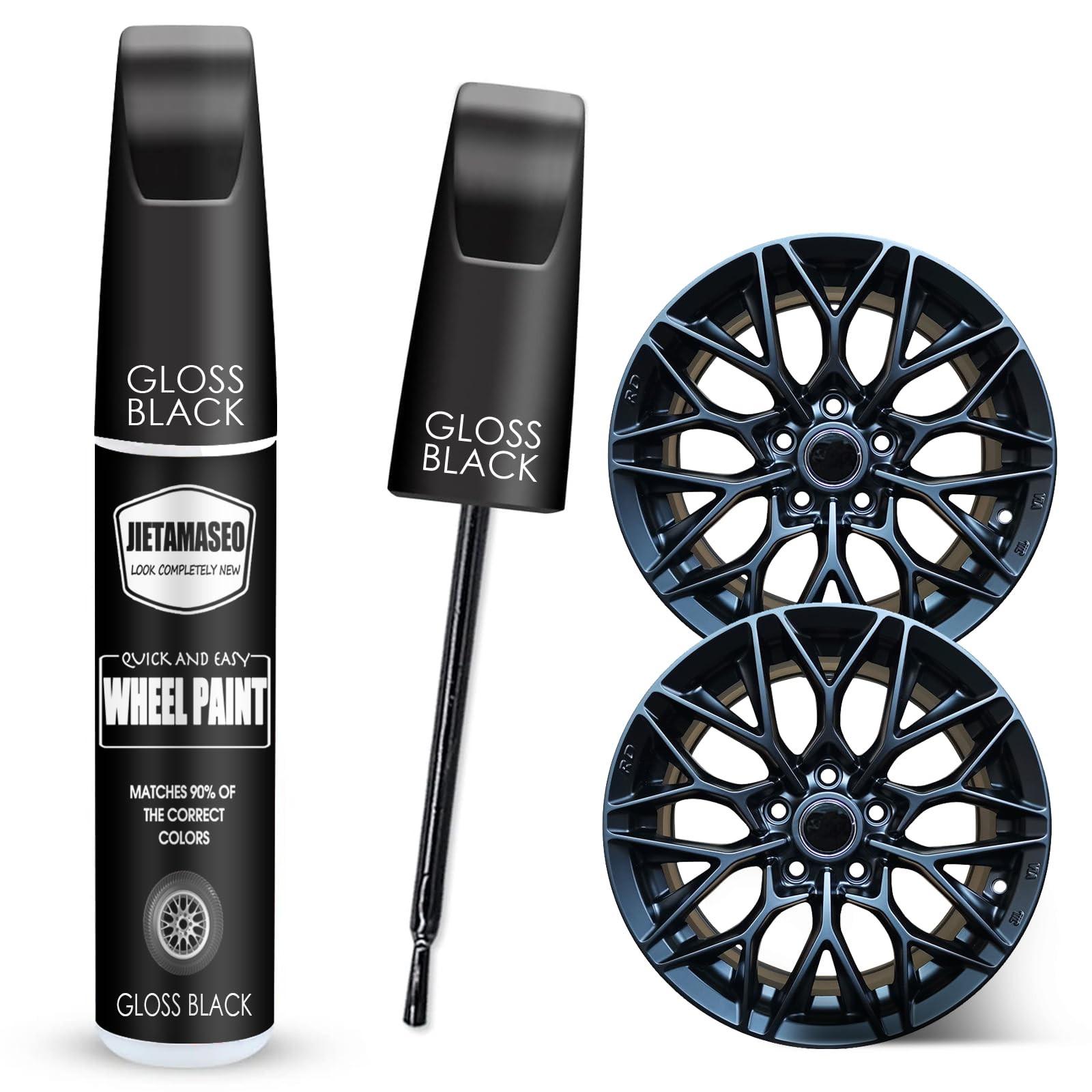 Gloss Black Rim Touch Up Paint – Wheel Repair Kit Curb Rash, Quick And Easy Whee