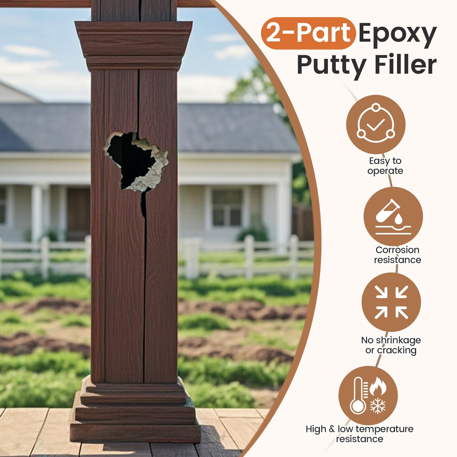 Boncart Epoxy Wood Putty, High Strength Filler Stainable Dark Brown