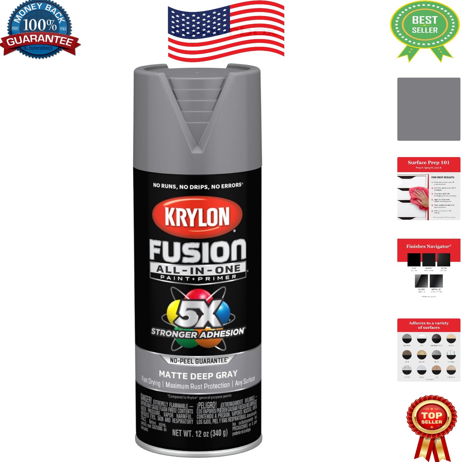 All-Purpose 12 oz Deep Gray Aerosol Spray Paint – Fast-Drying & Durable Finish