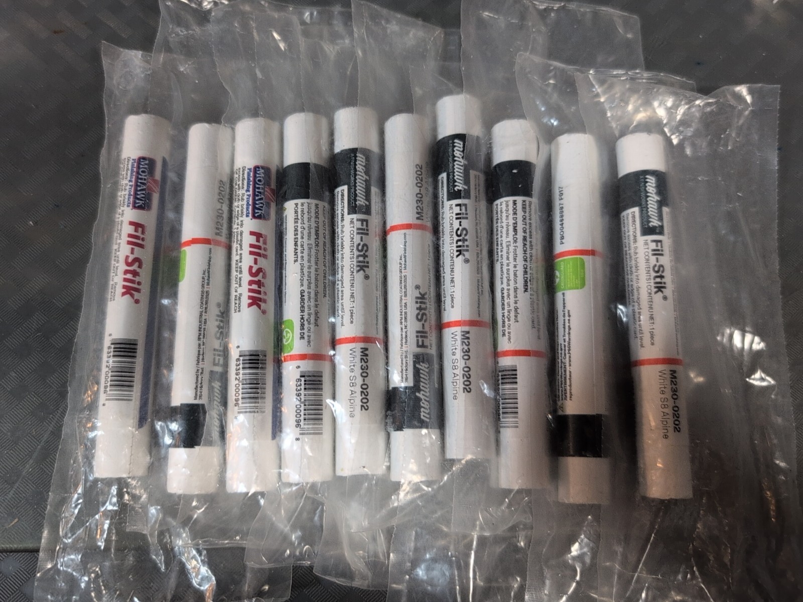 Lot Of 10 Mohawk Fil-Stik M230-0202 White S8 Alpine Wood Repair Putty Sticks #Z1