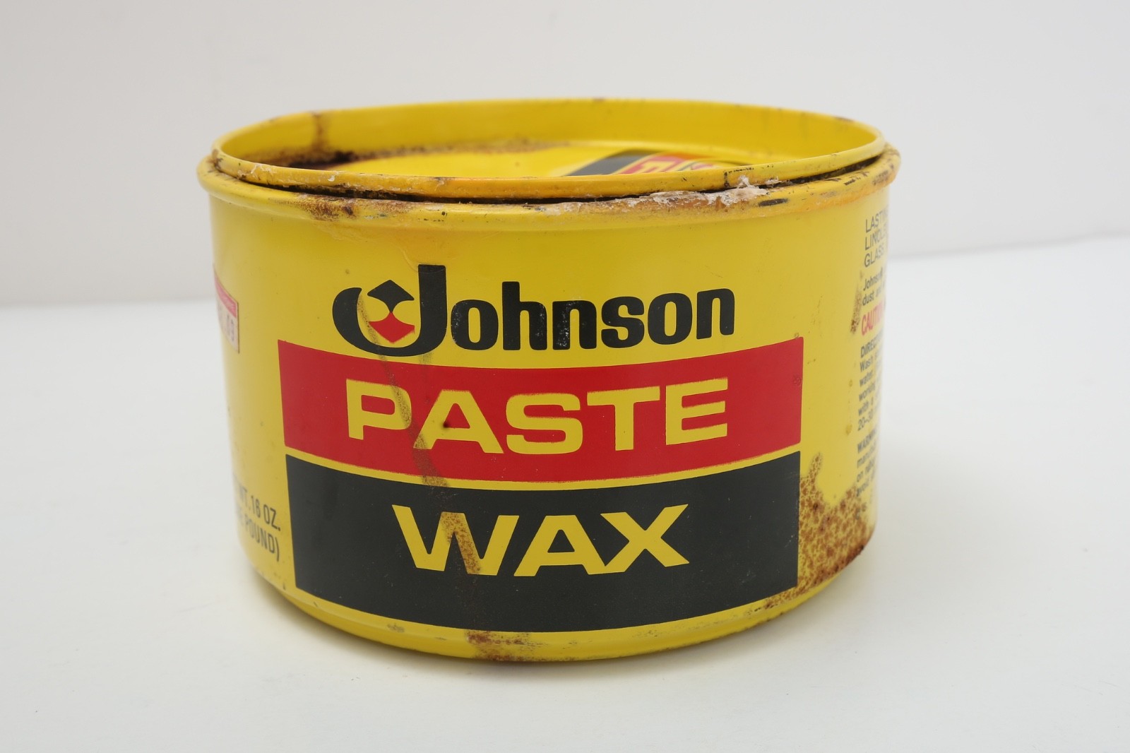 Johnson Paste Wax Can One Pound 16 oz Used Very Worn Can Vtg