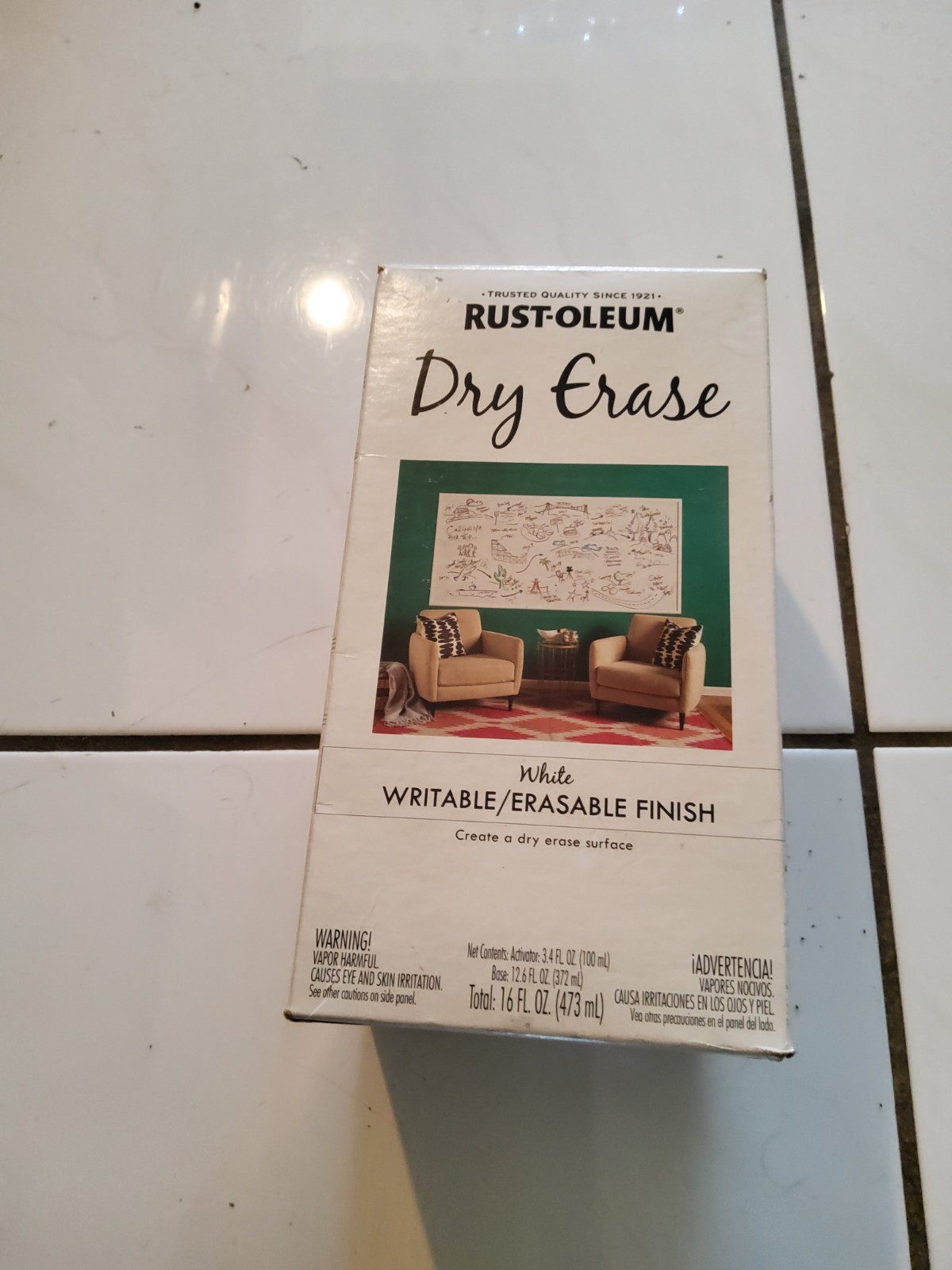 Rust-Oleum Dry Erase Kit Writeable Erasable Finish Walls Doors More 16 FL Oz NIB