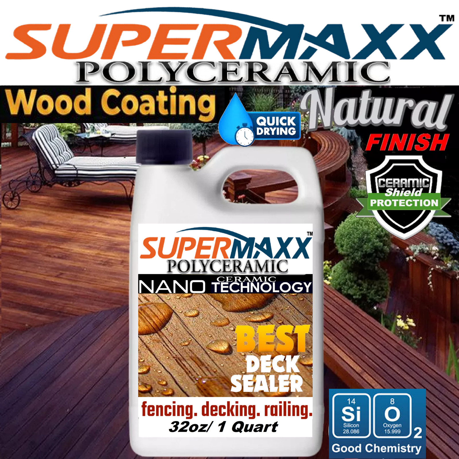 NANO WOOD SEALER COLOR ENHANCER CERAMIC CLEAR COATING WOOD PROTECTION – 1 QUART