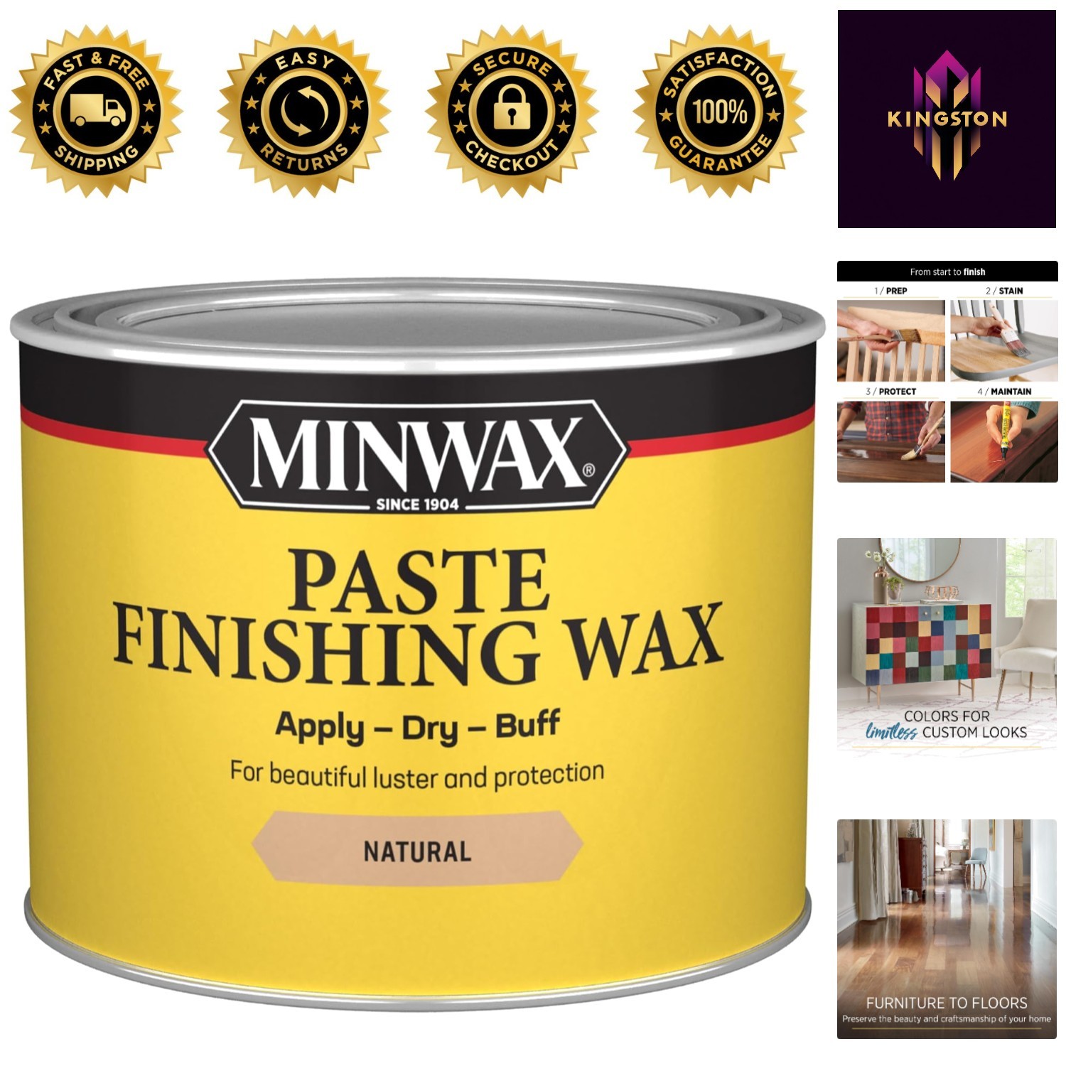 Achieve Beautiful Finishes with 16 oz. Natural Paste Finishing Wax for Furniture