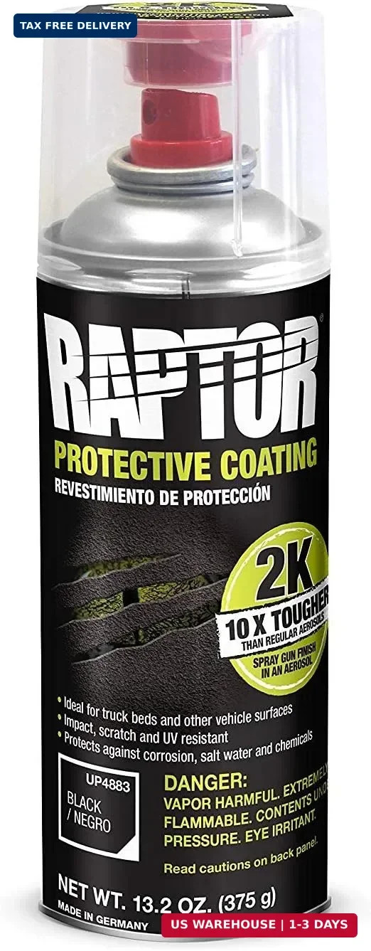 U-POL 4883 Raptor 2K Aerosol Truck Bedliner Protective Coating – Black, 4-Pack