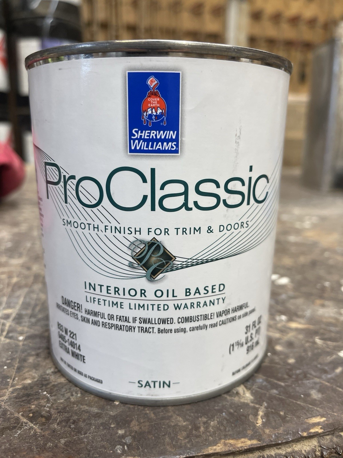 Sherwin Williams Pro Classic Trim Enamel /Oil Base Satin/ Pale Cashmere Taupe/qt