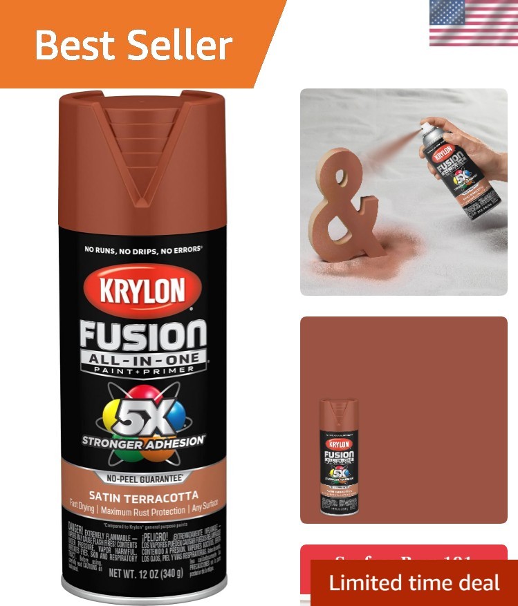 Terracotta All-In-One Adhesive Spray Paint, Fast-Drying & Rust Resistant – 12 oz