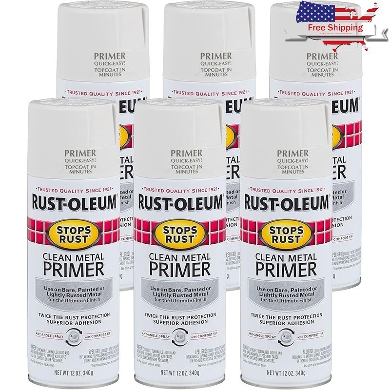 Corrosion Resistant Primer Wood Metal Concrete Matte Finish 12oz Spray Paint New