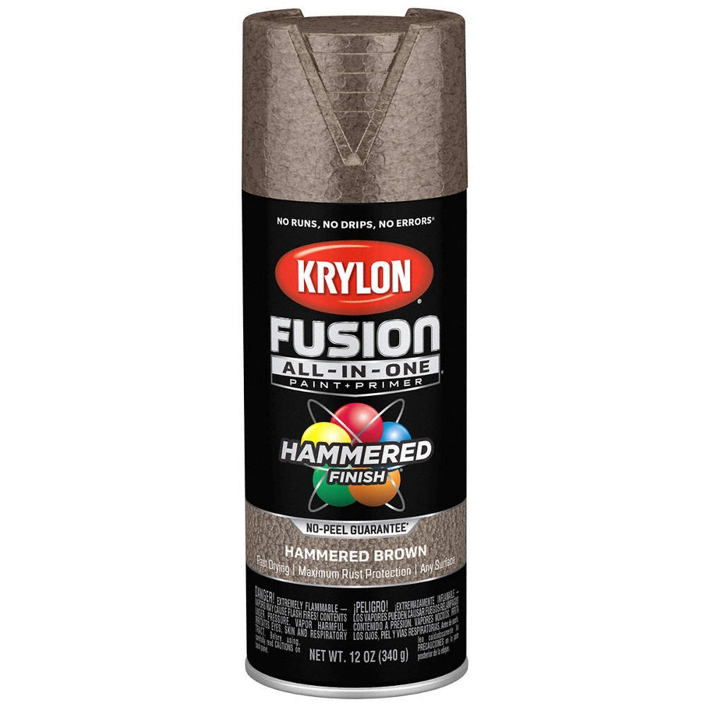 KRYLON K02783007 Hammered Spray Paint,Brown,12 oz. 55EG83