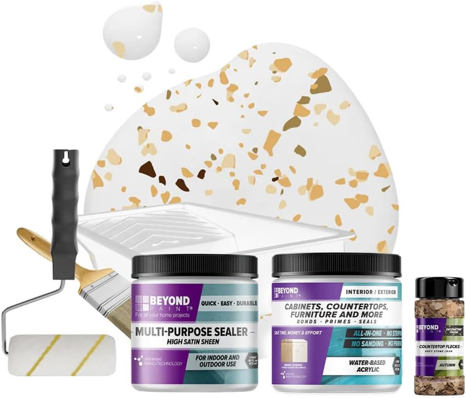 Countertop Makeover Kit with Paint, Sealer, Flecks and Tools for Countertops, Br