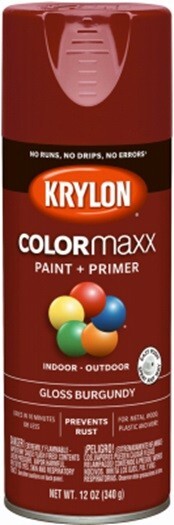 Krylon ColorMaxx K05508007 12 oz Gloss Burgundy Spray Paint + Primer – 12 Pack