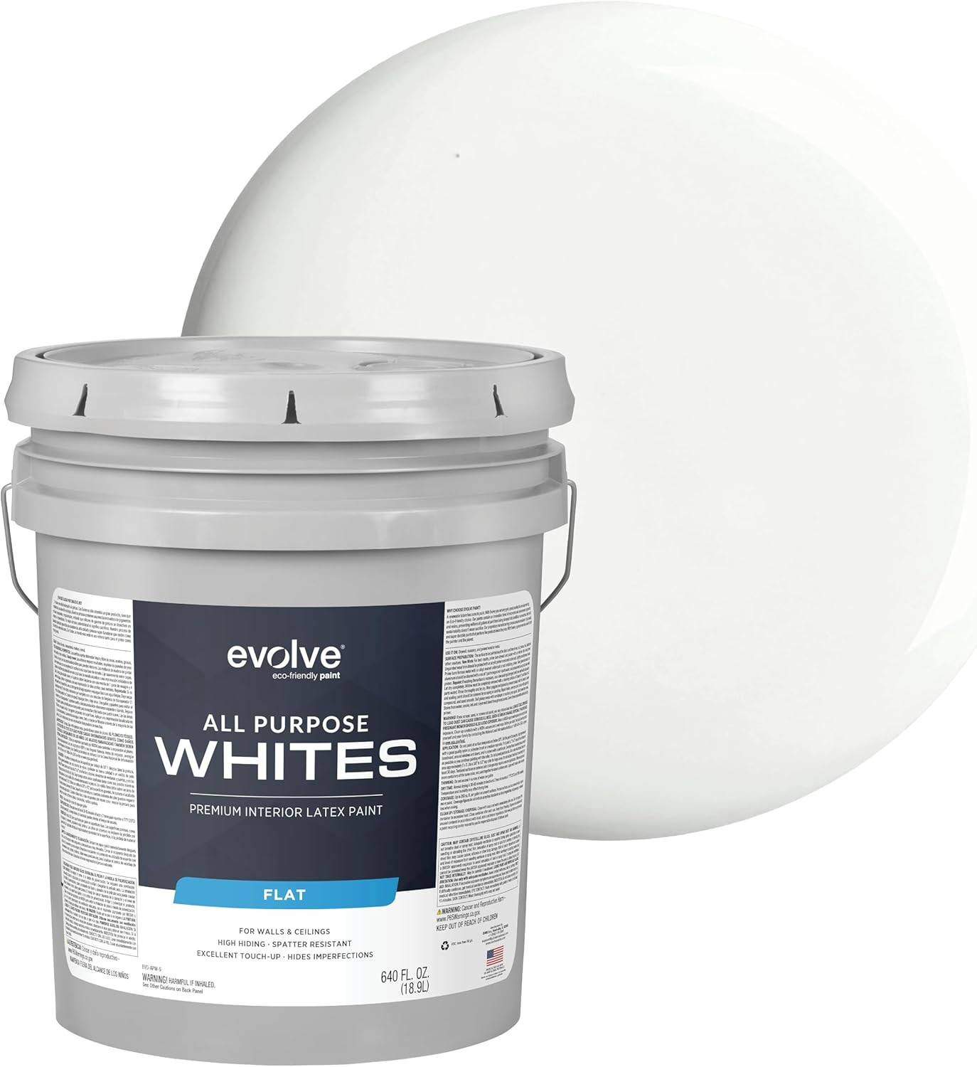 EVOLVE All Purpose Whites Paint & Primer, Flat (Cool White), 5 Gallon – Interior