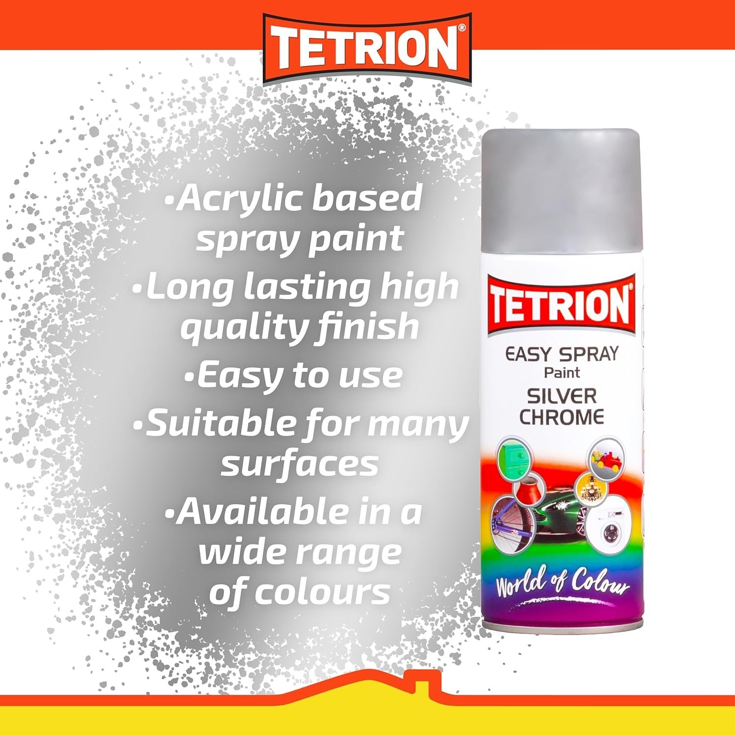 Easy Spray Paint – Chrome Silver 400ml – Reflective Acrylic Spray for Wood, M…