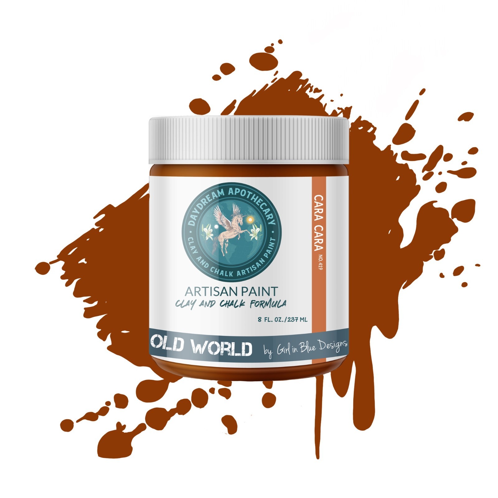Burnt Orange,Brown Orange , Copper Brown Clay and Chalk Paint Cara Cara 8 ounce