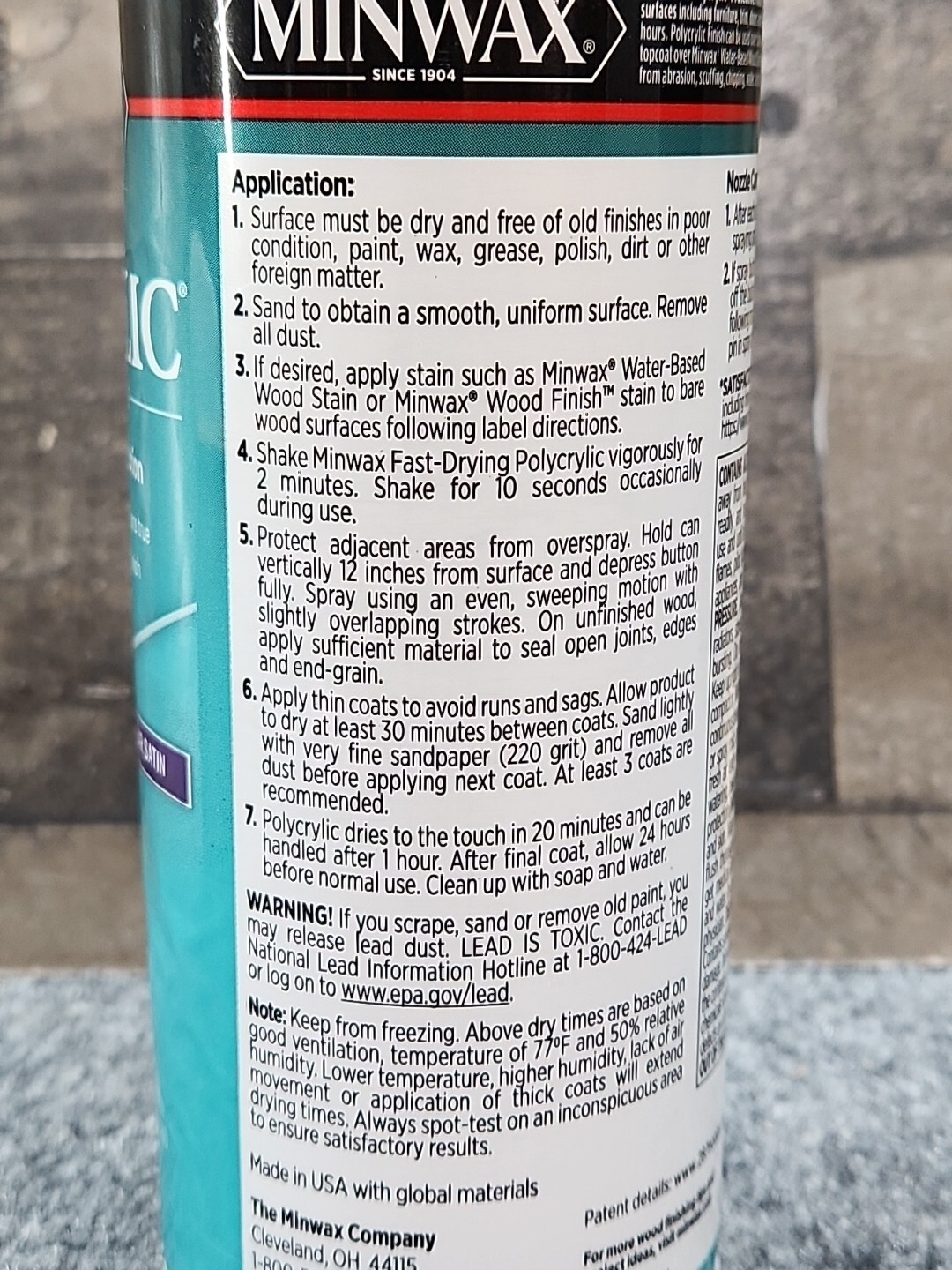 Minwax Water Based Polycrylic Protective Finish Spray Clear Satin 11.5 Oz