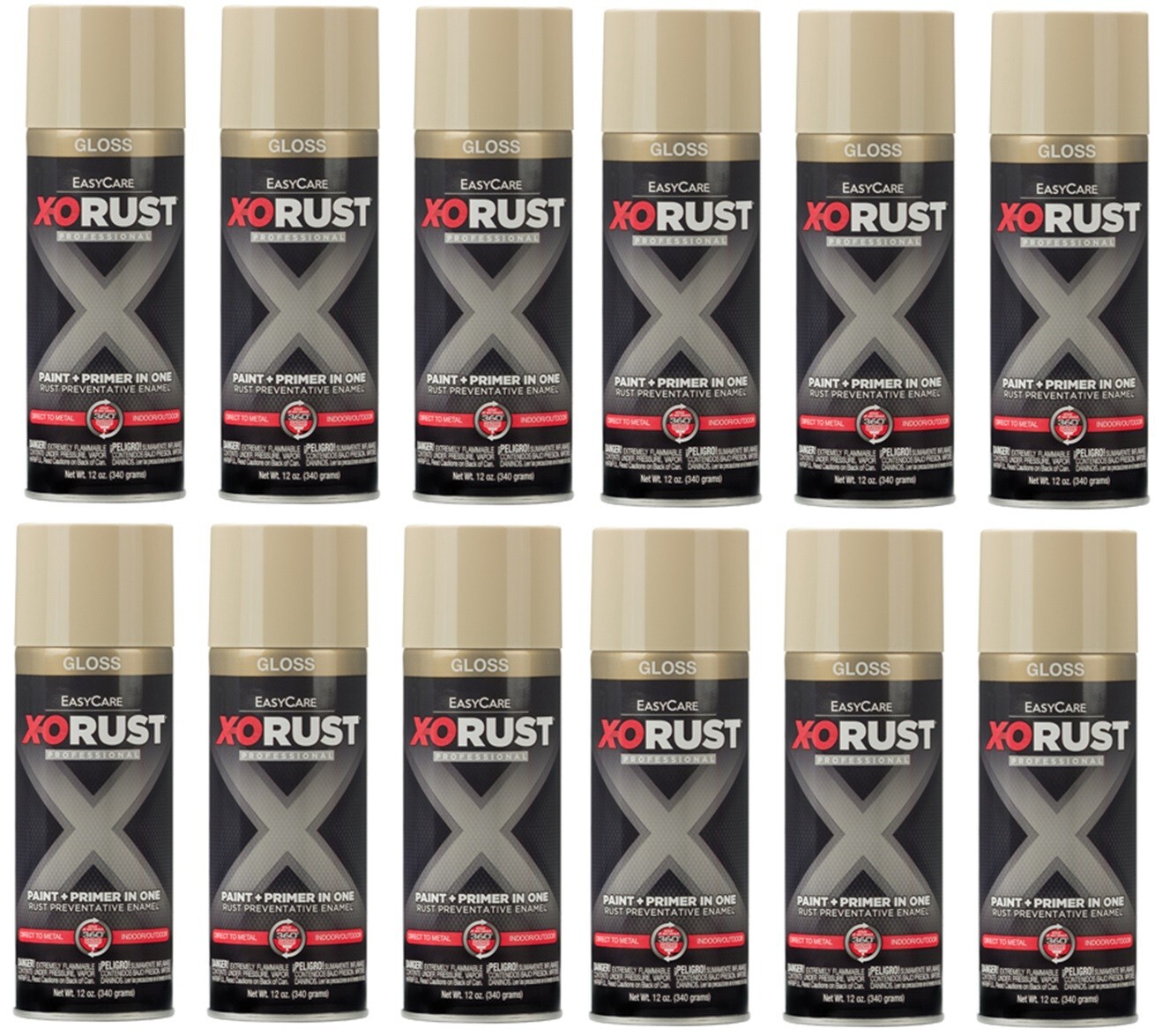 X-O Rust XOP23-AER Gloss ALMOND Anti-Rust Enamel Spray Paint Primer – 12 Pack